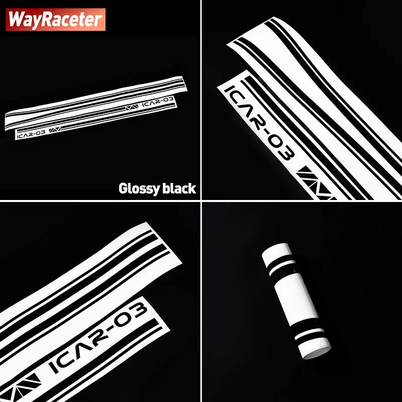 4 Pcs/Set Door Side Upper Stripes Sticker Waist Line Body Carbon Fiber Vinyl Decal For Chery iCAR 03 2024 Accessories 2025