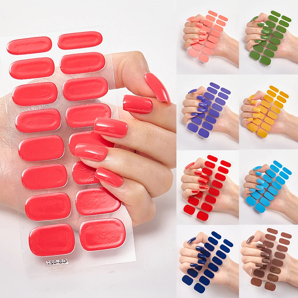 

16 Tips Self-adshive Nail Wraps Solid Color Full Cover Nail Stickers Matte Manicure Full Nail Sliders Waterproof Nail Decal