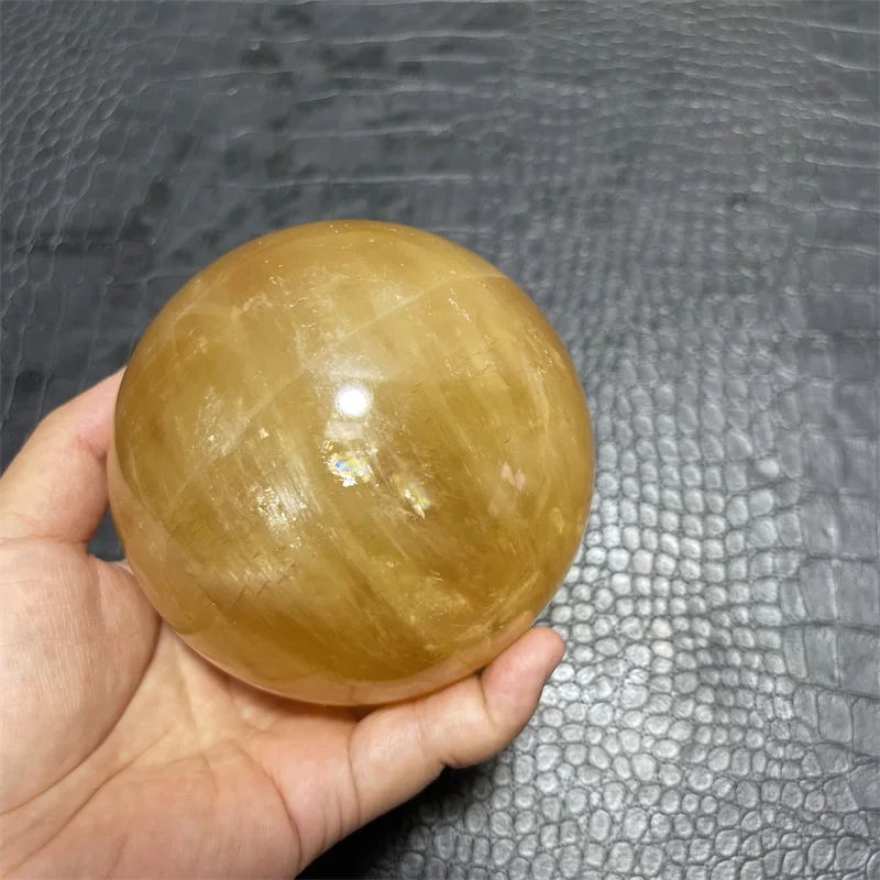10cm NATURAL CITRINE CALCITE QUARTZ CRYSTAL SPHERE BALL