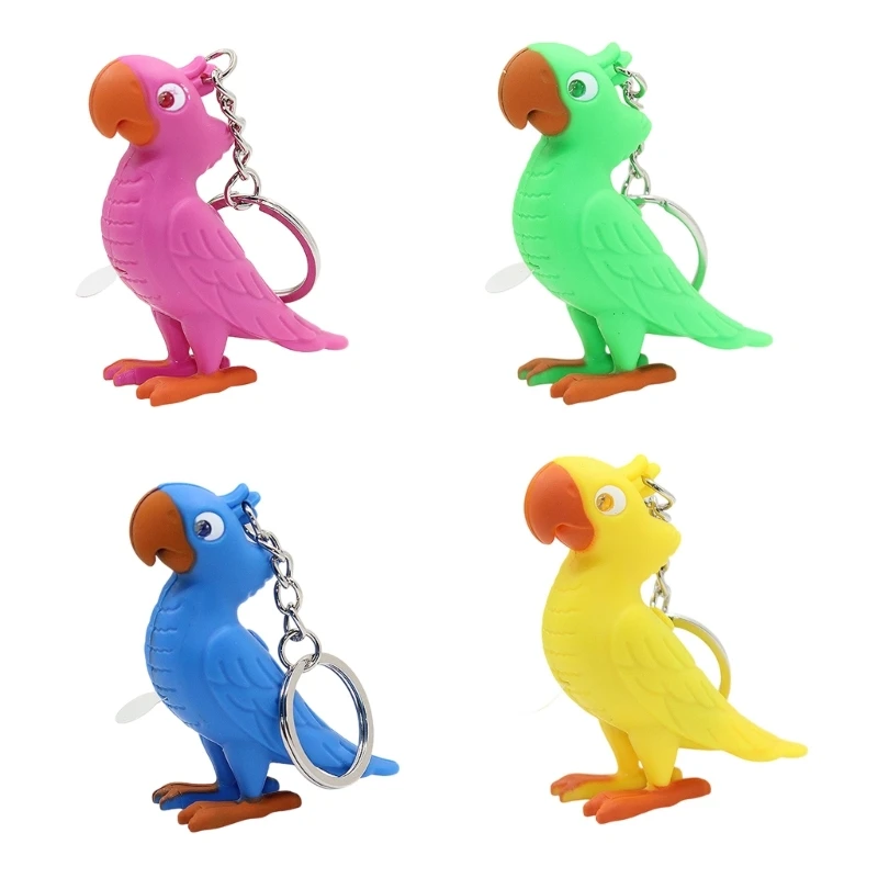 Squeeze Activated Talking Bird Keychain With Bright LED Light Creative Chain Adornment For Dark Environments