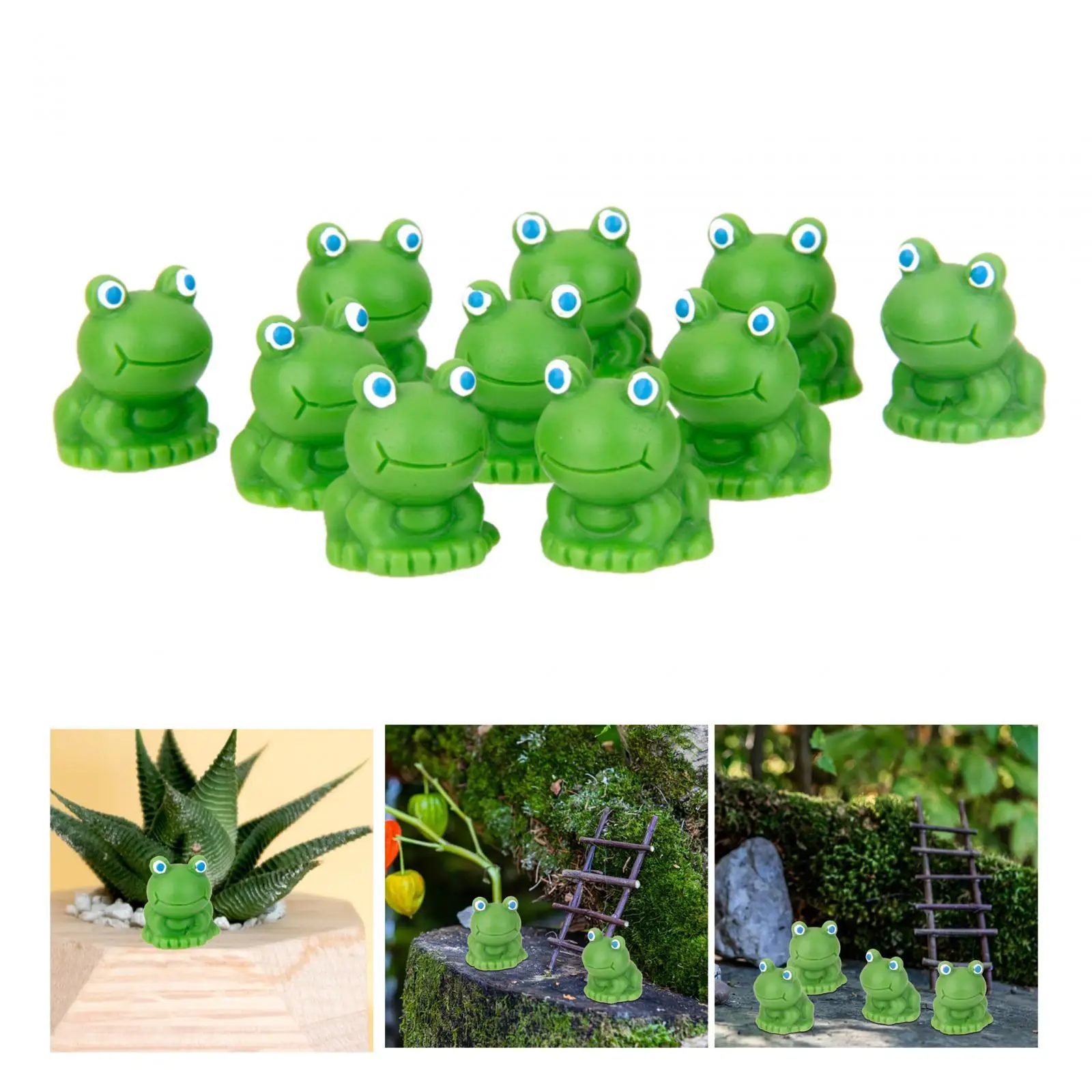 10Pcs Kawaii figurine Frog decor mini fairy garden animal statue Miniature Bonsai DIY Resin Craft Mini Landscape Blue Eye