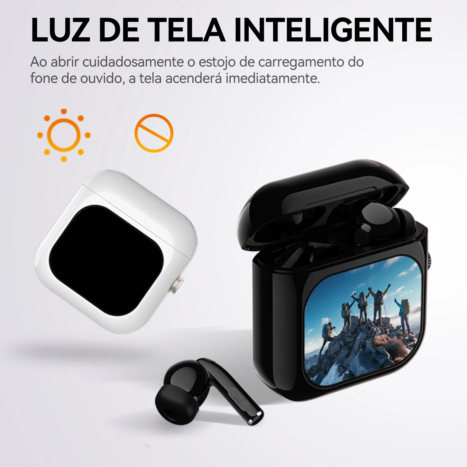 AURAFIT Fones de Ouvido Sem Fio Acústicos com Bluetooth 5.3, 4 Microfones ENC, 36h + Tela TFT 2,01" HD, ANC, IA Tradicional + APP, 512MB ​ ​