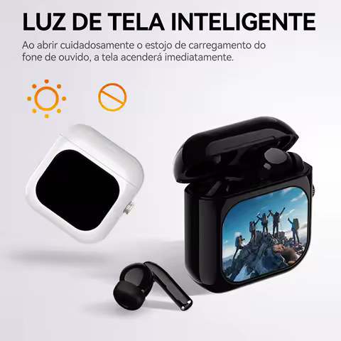AURAFIT Fones de Ouvido Sem Fio Acústicos com Bluetooth 5.3, 4 Microfones ENC, 36h + Tela TFT 2,01" HD, ANC, IA Tradicional + APP, 512MB ​ ​