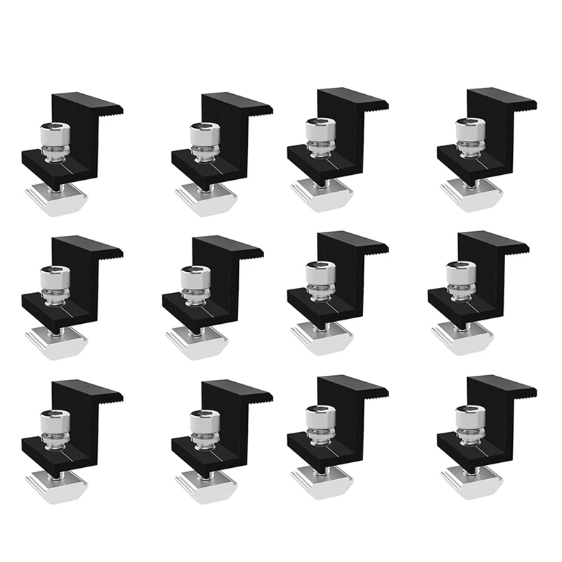 12 Pack Solar Module Holder End Clamp, End Clamp For Mounting Solar Panel, Side Clamp For PV Solar Module Fixings