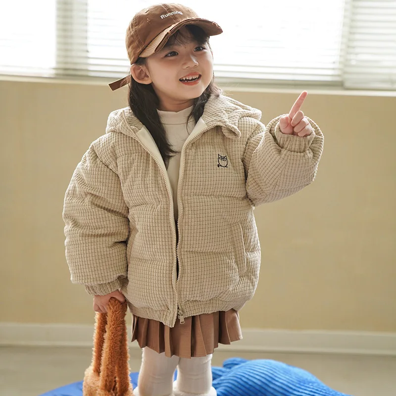 2-8 Years Winter Thick Warm Jackets Kids Hooded Soft Stripe Outerwear Fleece Padded Coats Boys Girls New Casual Cotton Clothing