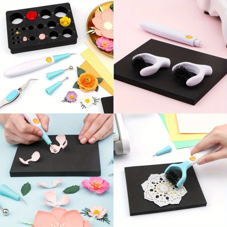 

All-In-One Paper Sculpting Tool Kit & Die Brush for Creating Realistic Floral Designs And Cleaning Paper Bits From Dies