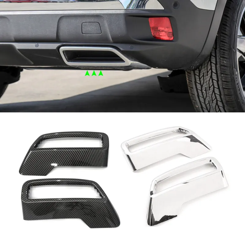 

Car Tail Muffler Exhaust Pipe Output Cover Car Accessories For Peugeot 3008 4008 5008 2017-2021 ABS Carbon Fiber/Bright Silver