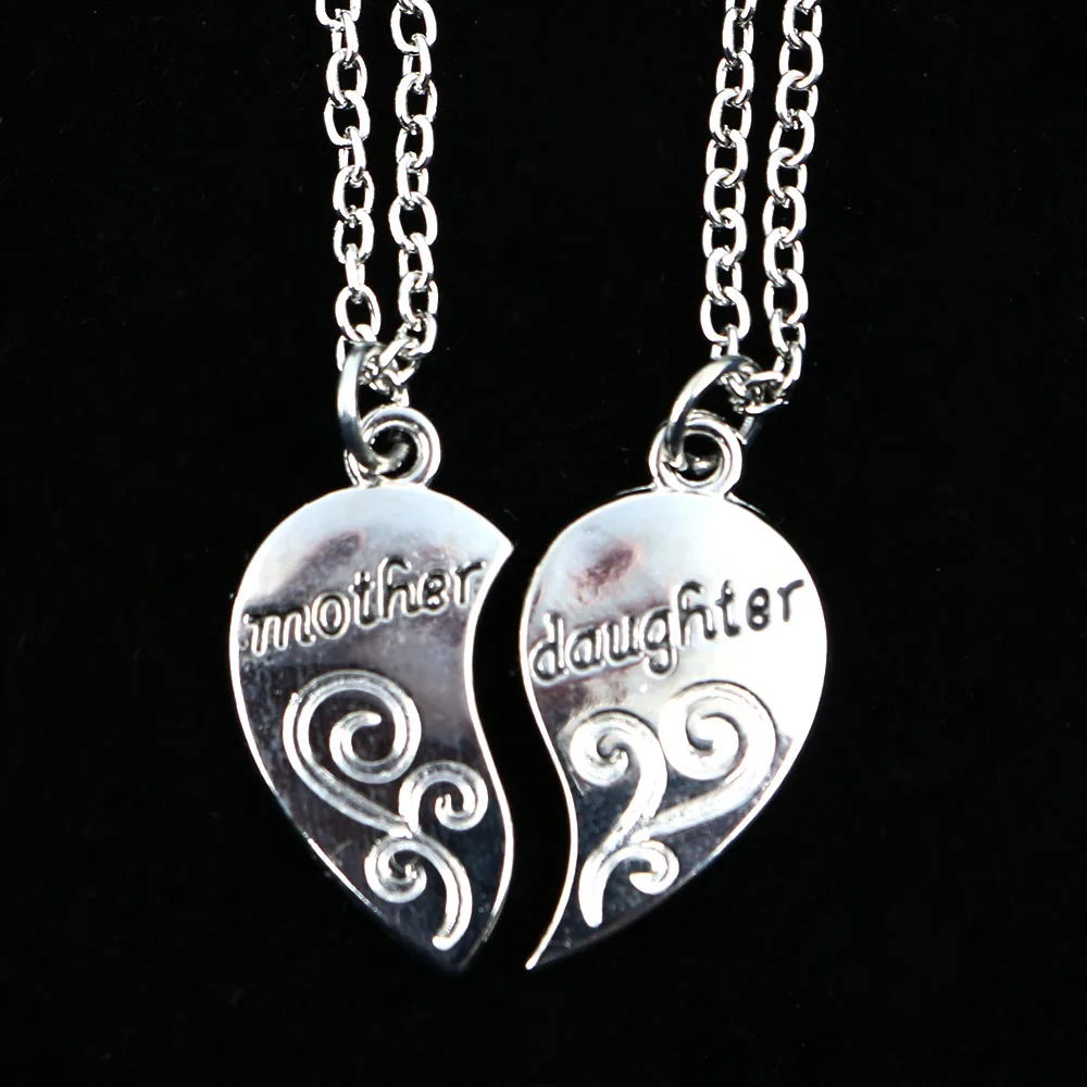 2Pcs Mother Daughter Necklaces Combination For Mother\'s Day Merge Into One Heart Pendant Fashion Silver Color Jewelry Gifts