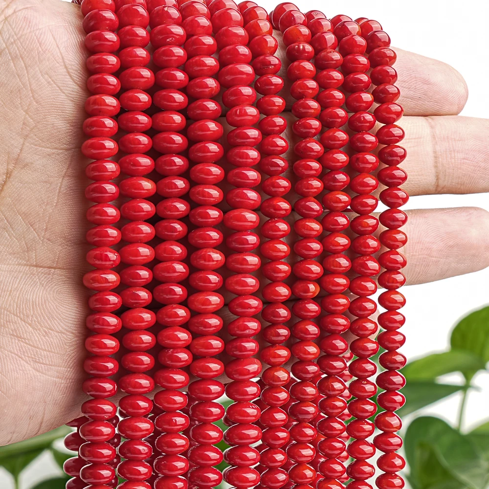 High Quality Natural Stone Red Coral Beads Strand Gemstone Charm Beads For DIY Bracelets Necklace Jewelry Making 5x3mm