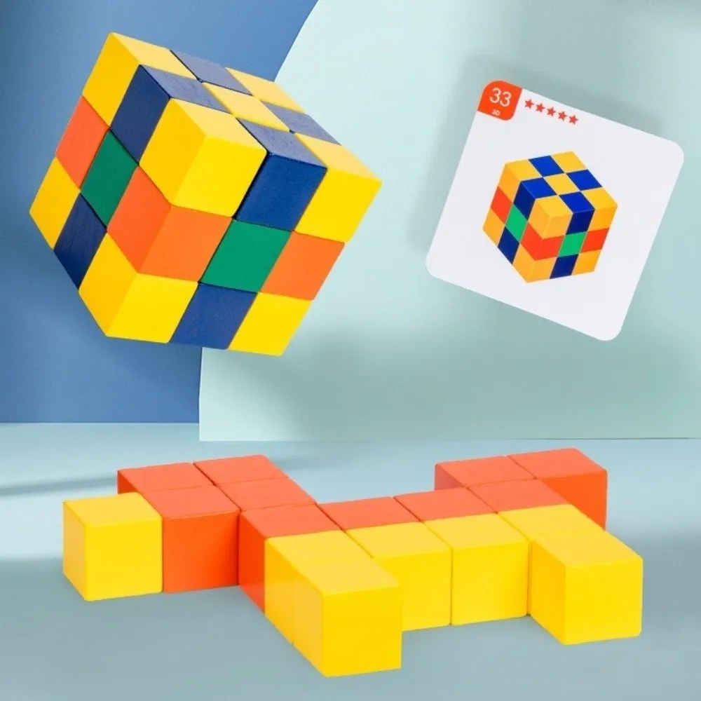 Quebra-cabeça de madeira 3D criativo Material de madeira Bloco de cubo portátil Engraçado Jogo de desenvolvimento cerebral