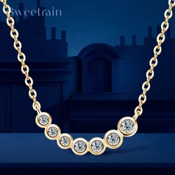 Sweetrain Full Moissanite Necklace 925 Sterling Silver Plated 14K Gold Diamond Pendant For Women Wedding Party Fine Jewelry Gift