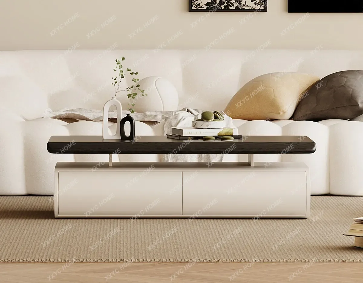 Modern Simple Rectangular Coffee Table Light Luxury High-end Living Room Home New Antique Walnut Coffee Table Storage
