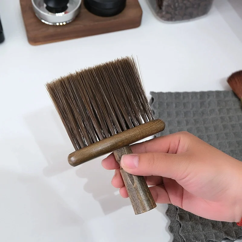 2026New Walnut Wood Coffee Grinder Cleaning Brush - Soft Bristle, Multi-Use For Keyboards, Laptops, Cameras & Car Interiors