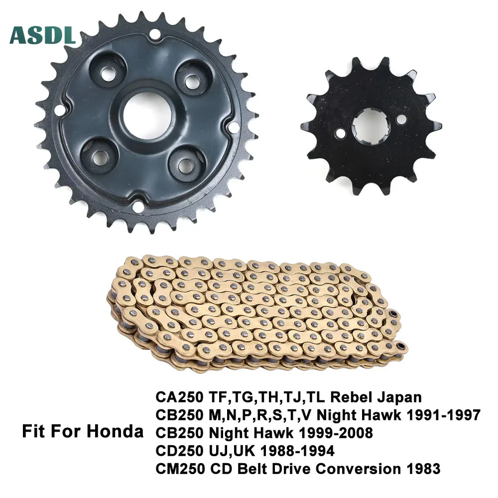 520H 14T 32T Motorcycle Transmission Drive Chain and Front Rear Sprocket Set for HONDA CA250 Rebel CA 250 14 32 Teeth 520 Chain