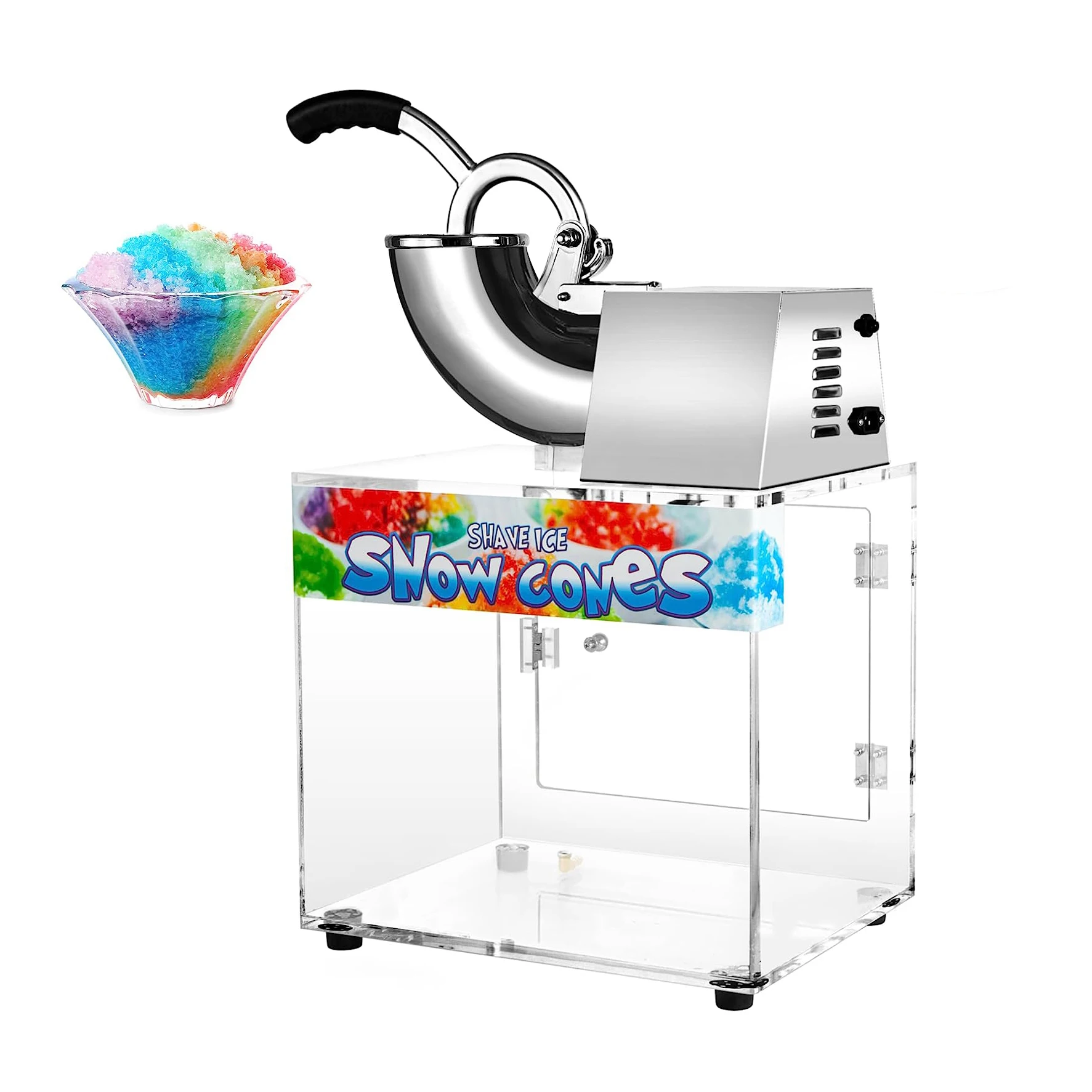 

Commercial Ice Crusher Snowflake Ice Machine Automatic Double Blades Shaver Ice Snow Cone Maker 200W SNO-CONES Machine