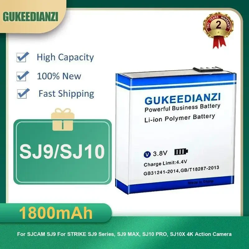Аккумулятор для спортивной камеры SJ9/SJ10, 1800 мАч, для SJCAM SJ9 серии STRIKE SJ9, SJ9 MAX, SJ10 PRO, SJ10X 4K, экшн-камеры