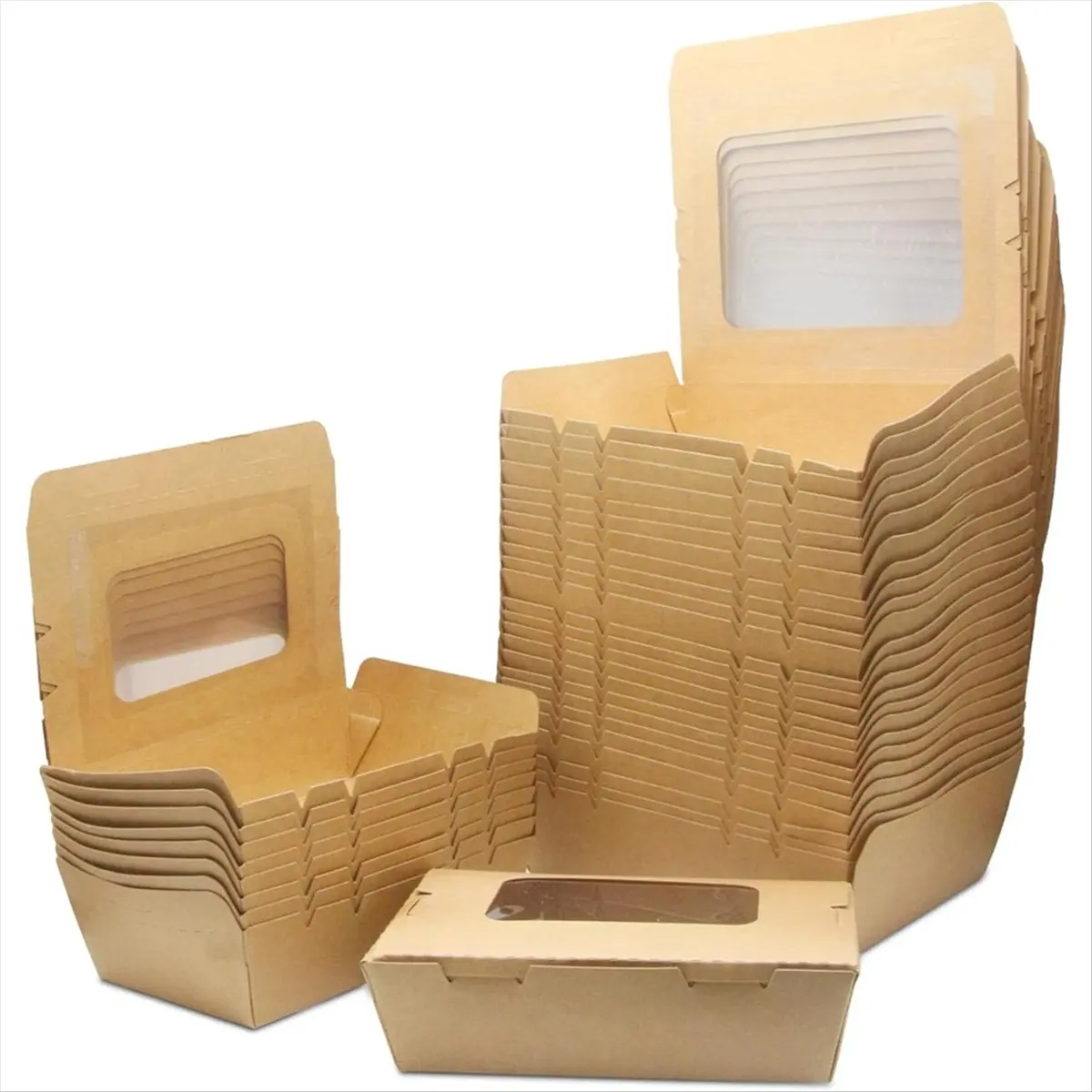 A22I Salad Boxes Takeaway, 50 PCS 500ml Takeaway Box, with Window, Oil and Water Proof, for Sandwich, Cheesecake, Burger