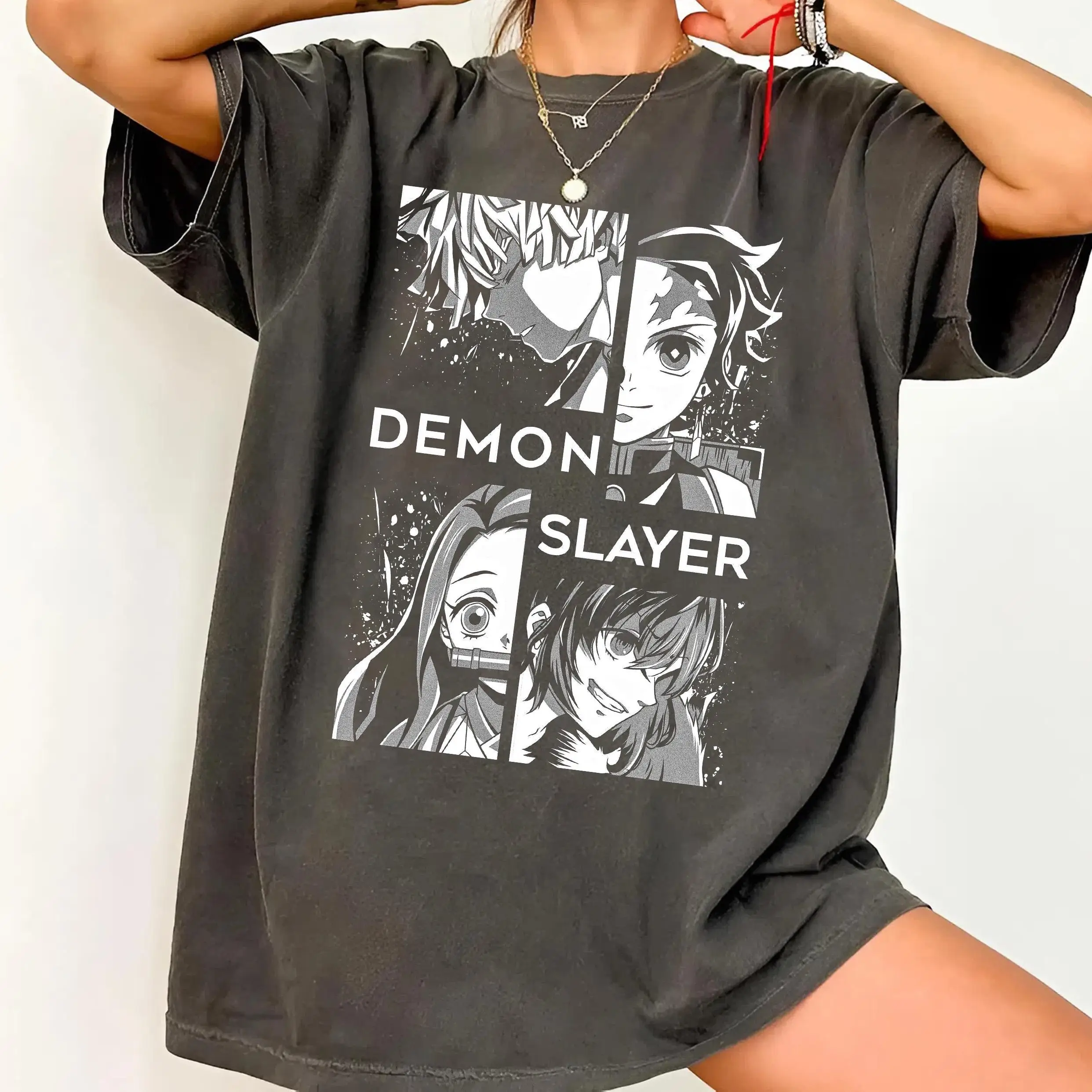 2026 Latest Demon Slayer T-Shirt Tanjiro Nezuko Zenitsu Inosuke Anime Graphic Tee Kimetsu No Yaiba Shirt New Summer