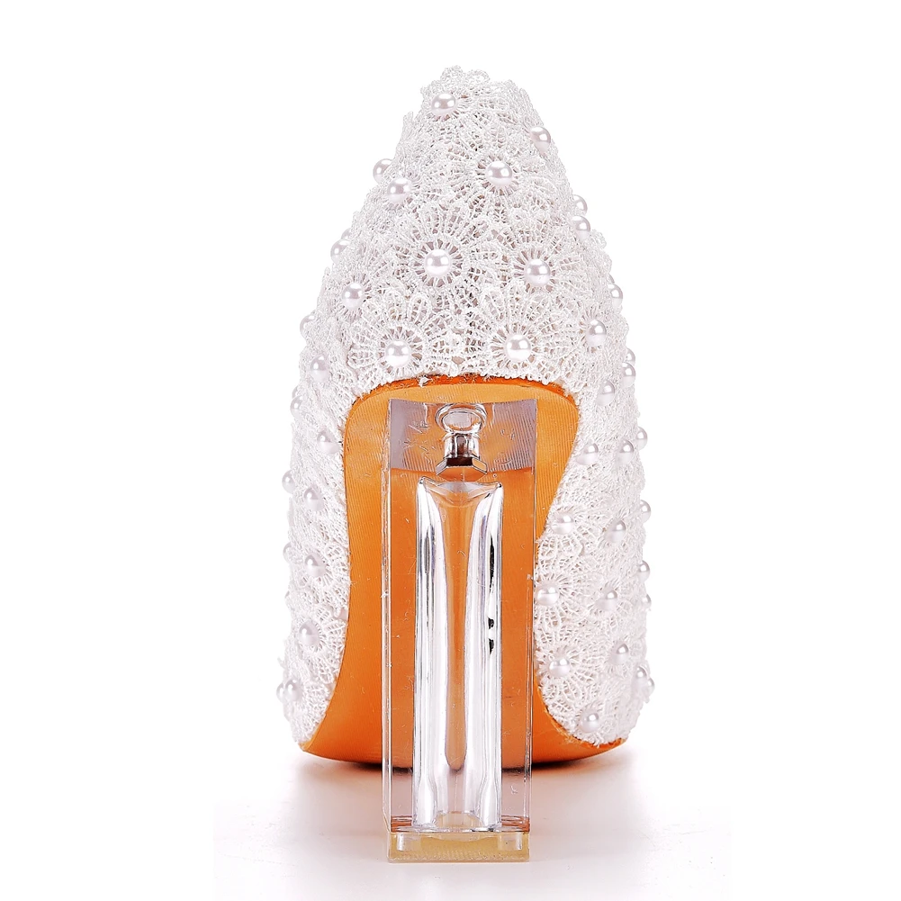 Crystal Queen Elegant Women Pumps Sexy Clear 10cm High Heels Dress Square Transparent Ladies White Wedding Party Shoes Pumps