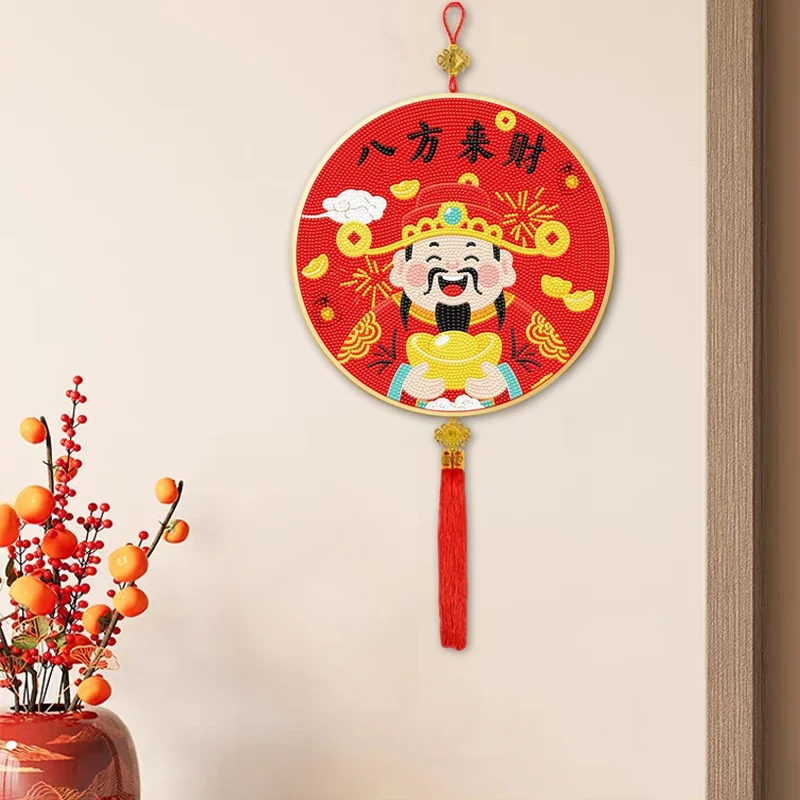 

2026 New Diamond Painting with Frame Wealth God Handmade Wall Art for Living Room Dining Room Eight Directions Bring Wealth