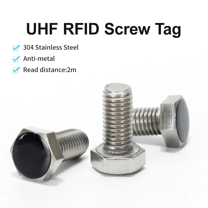 Screw 304 Stainless Steel High Temperature Resistant UHF Chip RFID Location Tracking UHD RFID Tag