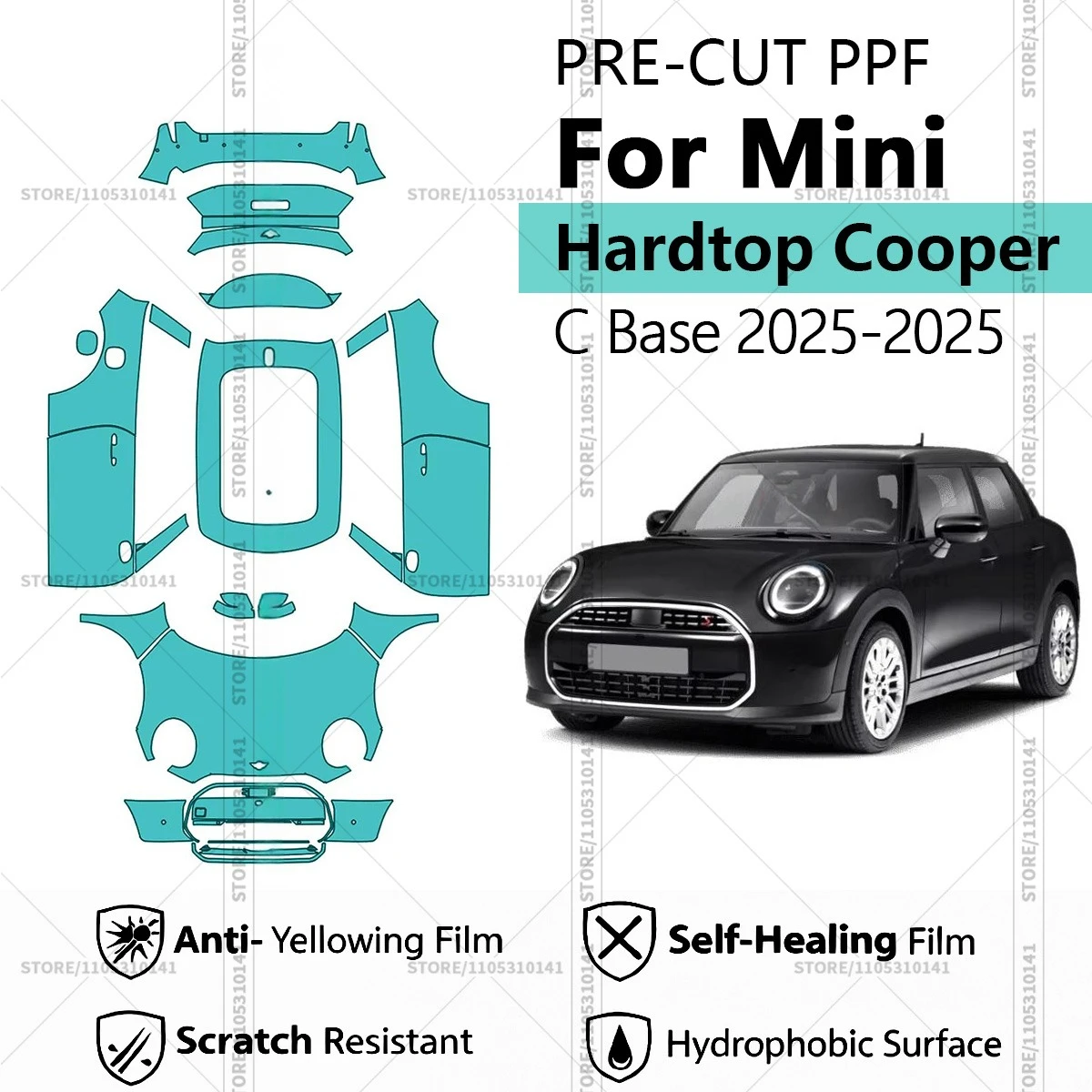 

Предварительно нарезанная прозрачная защитная пленка PPF для автомобилей, профессиональная автомобильная пленка PPF для Mini Hardtop Cooper C Base 2025-2025