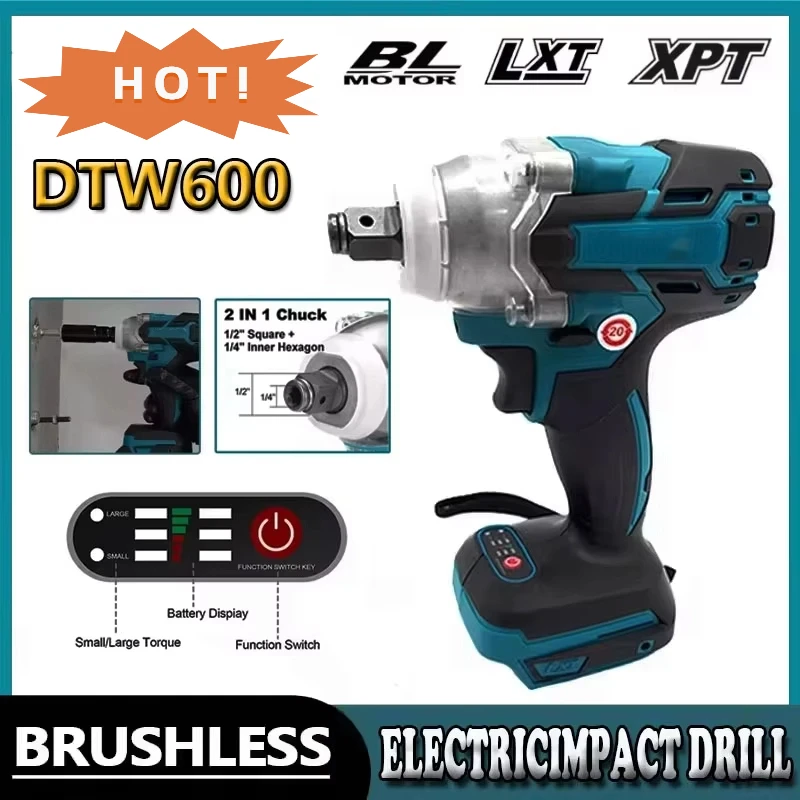 

Отвертка Makita DTW600 Бесщеточная электрическая отвертка Перезаряжаемая дрель-шуруповерт, совместимая с аккумулятором Makita 18 В