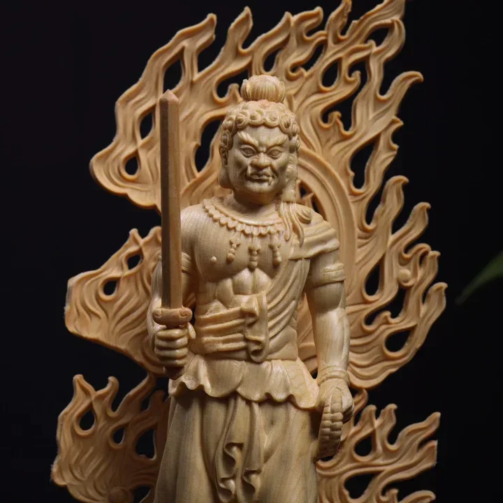 TQH-i7.7 yellow poplar juniper wood carving vertical immovable Ming zodiac eight patron saint ornament   statue Bodhisattva
