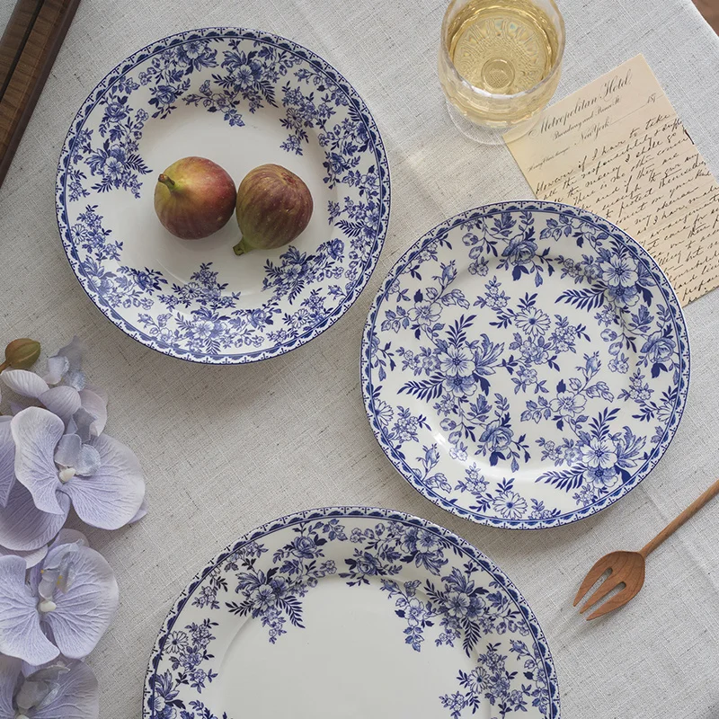 

Chinese Retro Pastoral Style High Temperature Firing Handmade Ceramics Plates Dinner Sets Kitchen Tableware Dessert Breakfast