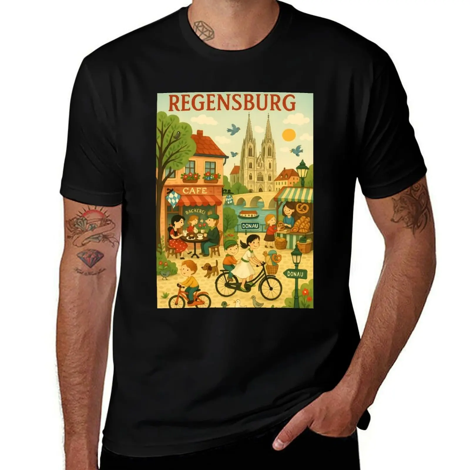 

Regensburg Poster – Whimsical Children’s Book Style Colorful Germany Wall Art Bavarian Travel Print T-Shirt