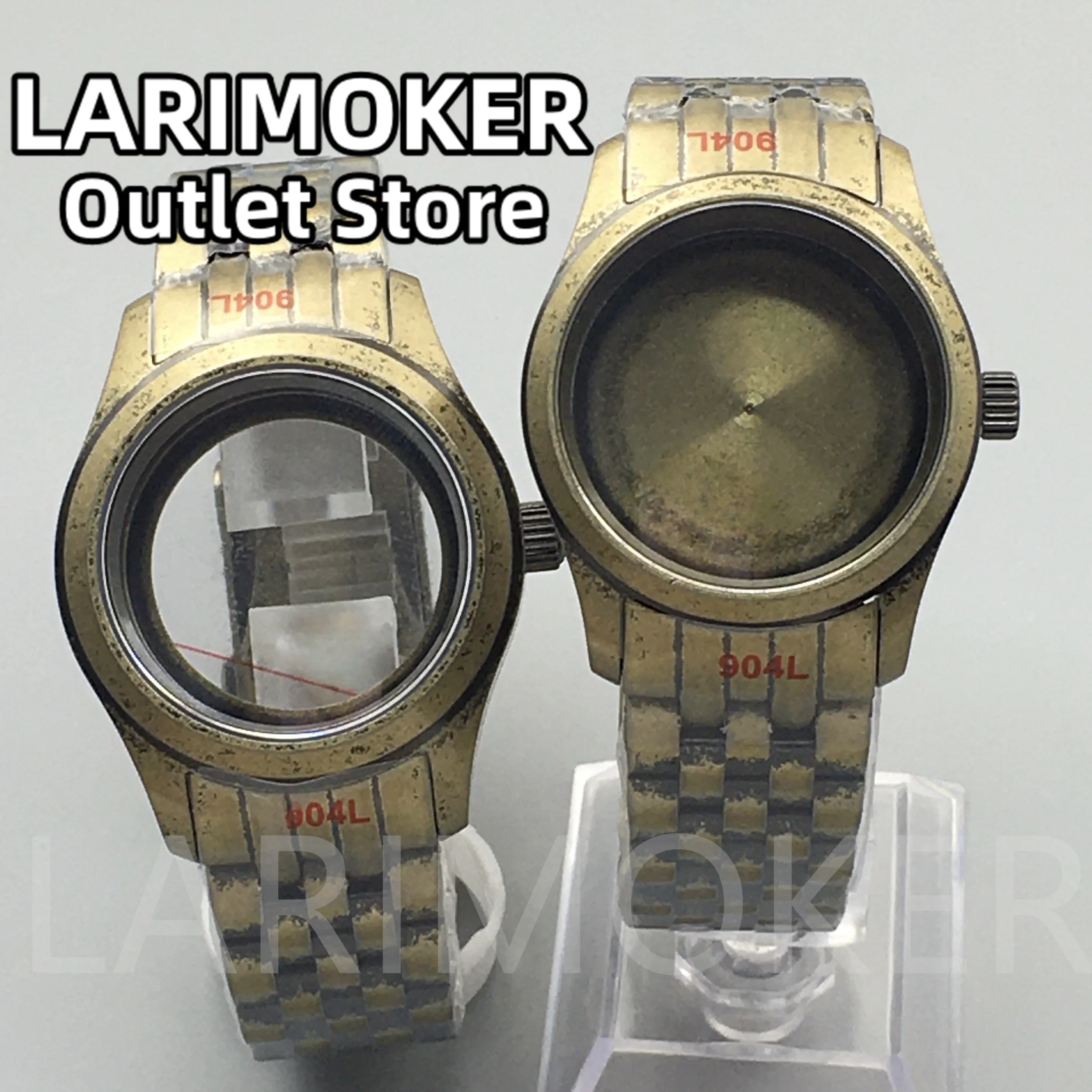 

LARIMOKER 36mm Bronze waterproof watch case Stainless Steel Strap sapphire glass fit NH35 NH36 Miyota 9015 PT5000 movement