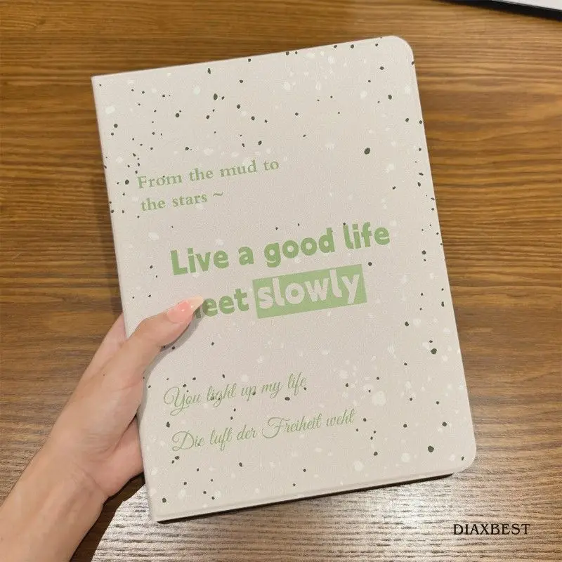 Marble Polka Dots Simple Green English For iPad Pro 13 11 M5 M4 M3 M2 Air 3 2 1 11th A16 12.9'' 10 9 8 5 Th Mini 7 6 5 4 Case
