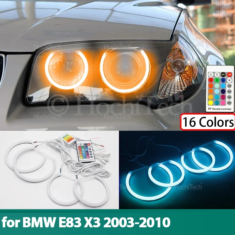 For BMW E83 X3 2003-2010 Remote Control Ultra Bright Multi Color RGB Cotton LED Angel Eyes Kit Rings Car Accessories Accessories