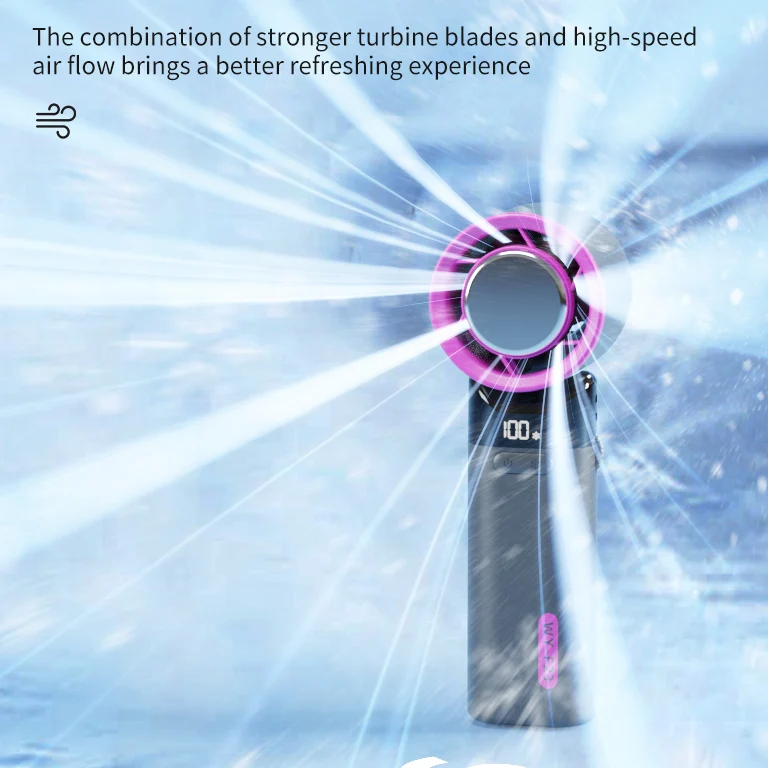 مروحة مكتب محمولة صغيرة USB خالية من الشفرة جديدة 3000 مللي أمبير في الساعة محرك بدون فرشاة 100 ترس الرياح قابل لإعادة الشحن مروحة تبريد محمولة