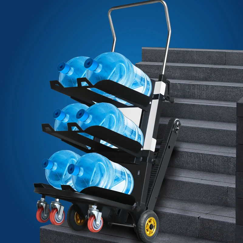 

Barreled water electric climbing machine, crawler type folding silent artifact special flat trolley, load king truck