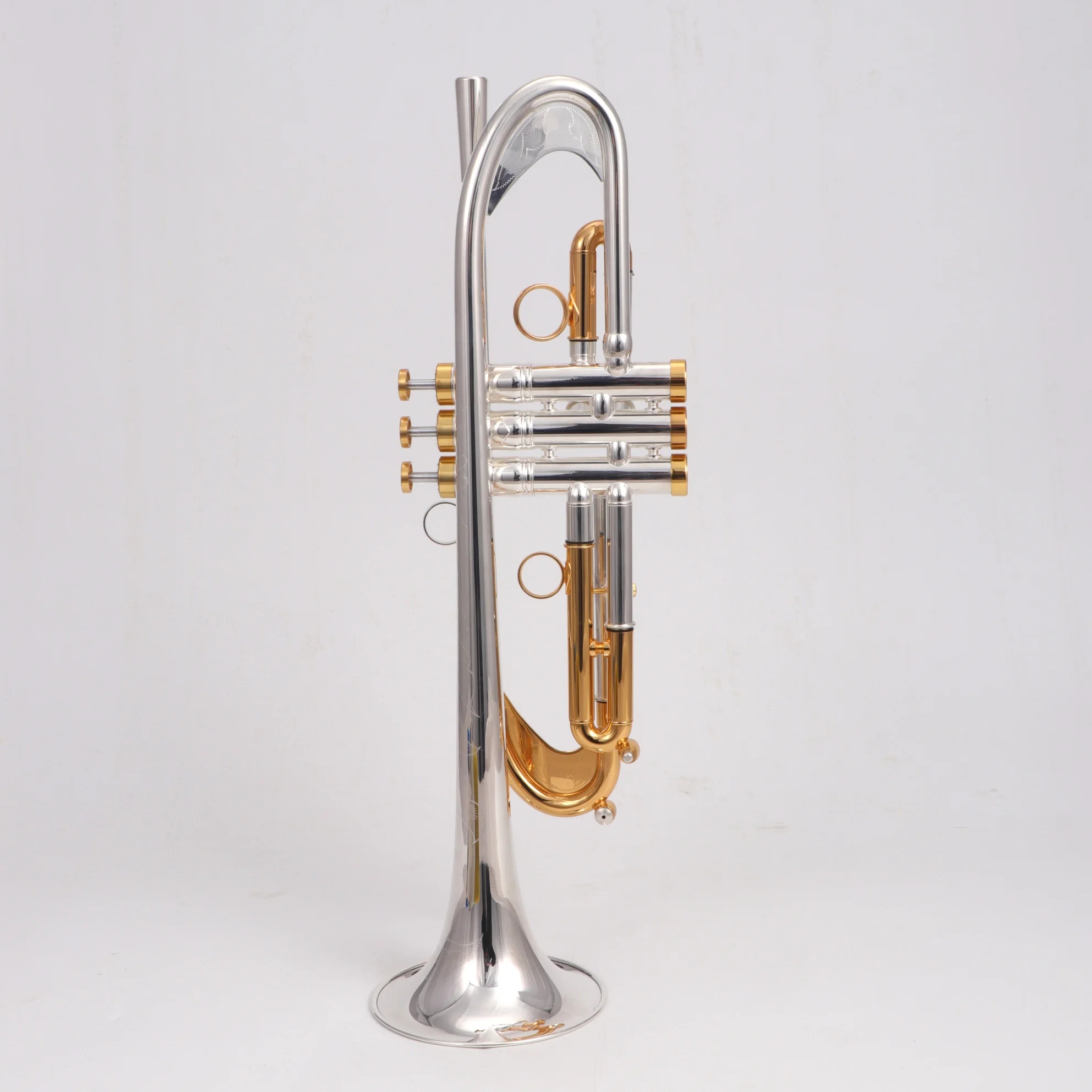 Silver Plated Body Gold Lacquer Slide Tube Trumpet Instrument Bb Key Brass Body Heavy Model Trompete Brass Instrument