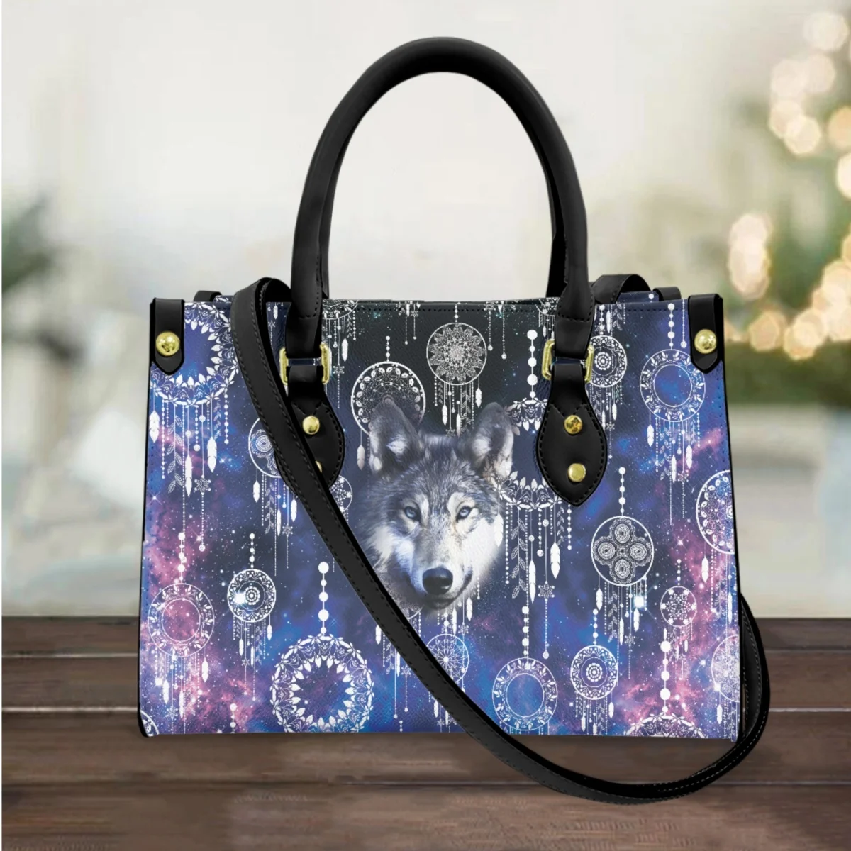 

Fashion Women Cross Body Bags Star Wolf Dreamcatcher Print Handbags PU Leather Top-Handle Small Messenger Bag Girls Bolsos