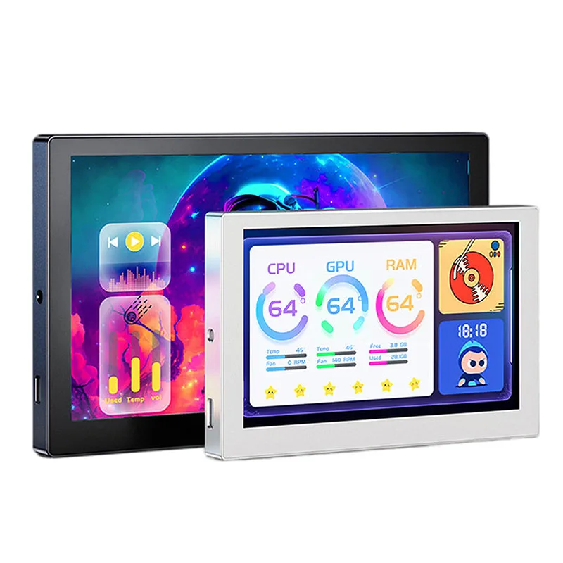 

5inch/7inch IPS USB Secondary Screen 800×480/1024×600 Type-C LCD Computer Hardware Monitor Music Spectrum Analysis Display