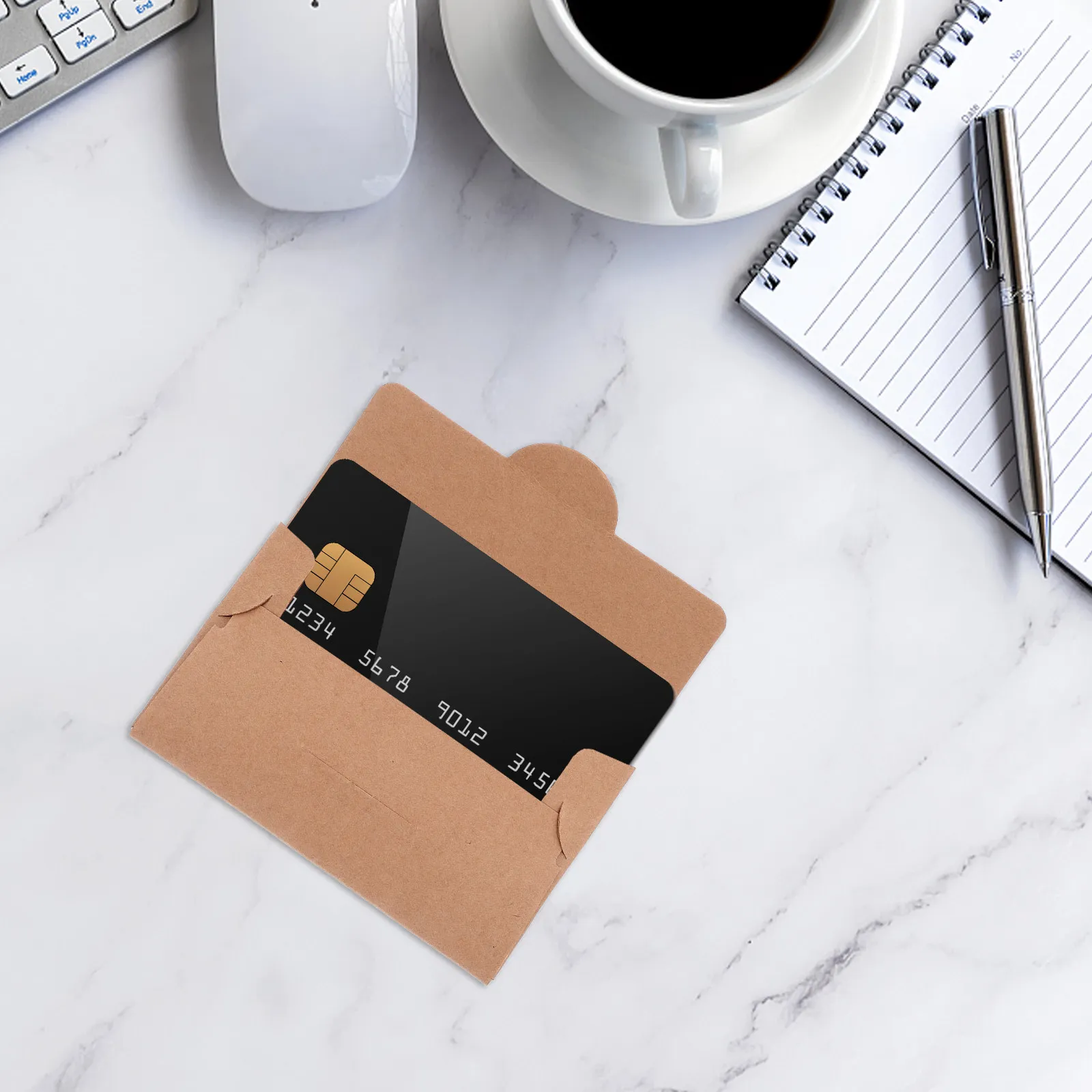 

50Pcs Thick Wearresistant Kraft Paper Card Sleeves for Atm Credit Id Business Hotel Key Transit Travel Cards Card Protector