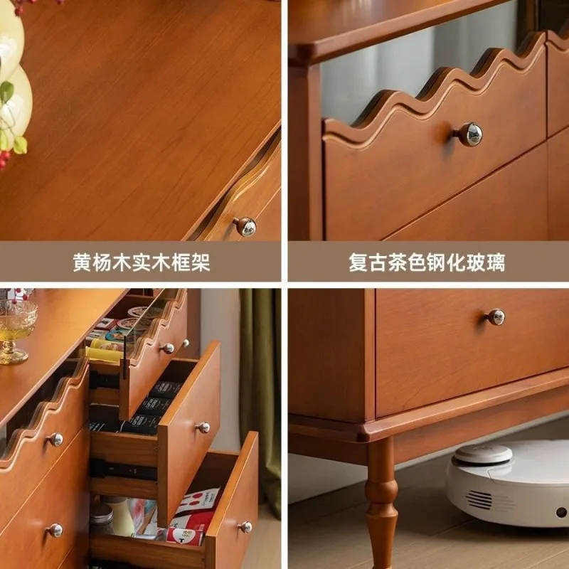 ตู้เก็บของไม้เนื้อแข็งสไตล์นอร์ดิกแบบเก้าลิ้นชัก สไตล์โบราณ เรียบง่าย หรูหราเบาๆ เหมาะสำหรับอพาร์ทเมนต์ขนาดเล็ก ใช้เก็บของในห้องนั่งเล่น