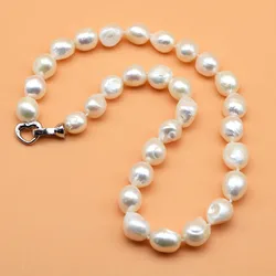 Large Baroque Pearl Necklace White Natural Pearl Irregular Shape Diameter 12-13mm Short Necklace Heart Love Ladies Necklace