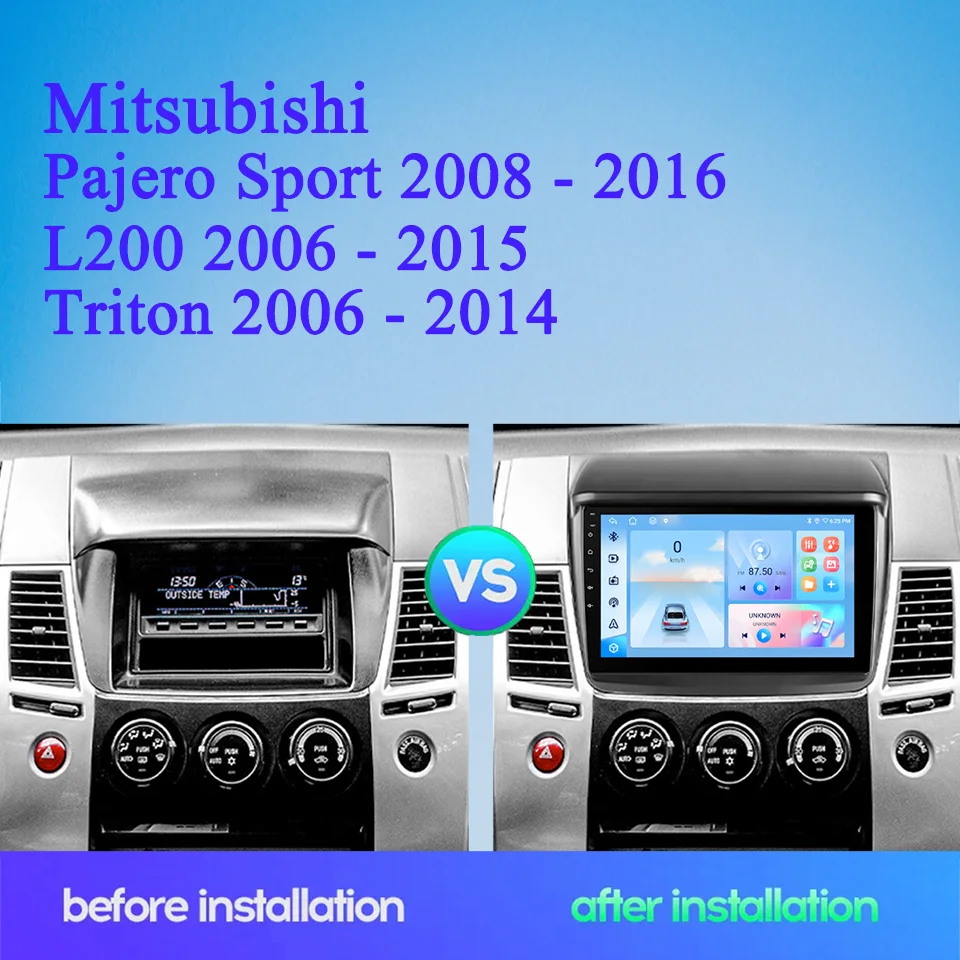 Android14 8G 128G For Mitsubishi Pajero Sport L200 Triton 2006 - 2016 Car Radio Stereo Audio Video Multimedia Player GPS Navi HU