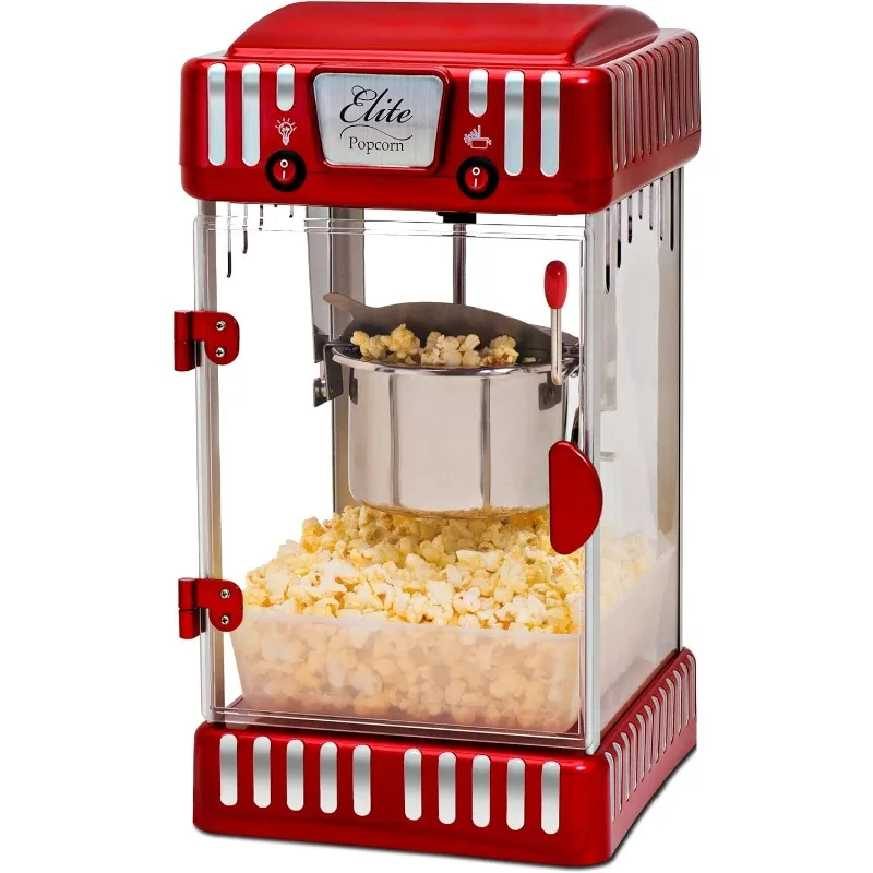 Elite Gourmet EPM-250 Maxi-Matic 2.5 Ounce Classic Carnival, Tabletop Kettle Popcorn Popper Machine,Retro-Style,Buttered Popcorn