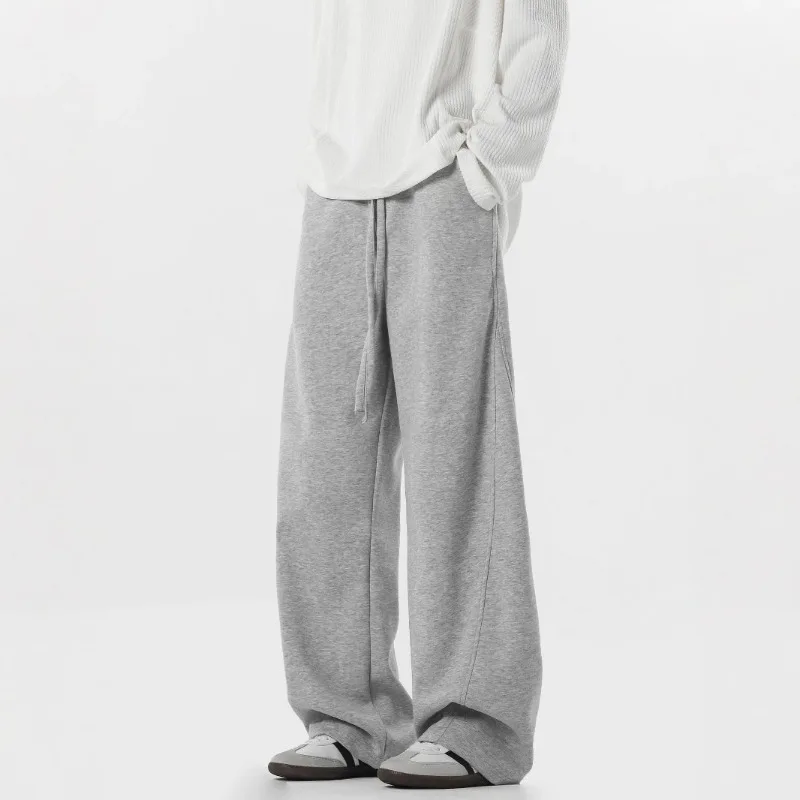 American Style Men's Autumn Trendy Brand Spliced   wide-leg Sports Sweatpants Retro Versatile Straight Casual Pants