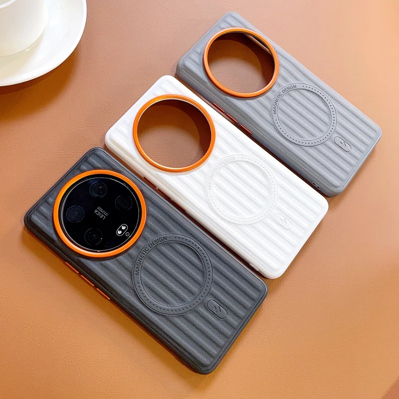 

For Xiaomi 17 15 14 13Ultra 17Pro Fabric Texture Solid Color Magnetic Shockproof Fingerprint-Resistant Drop-Proof Phone Case