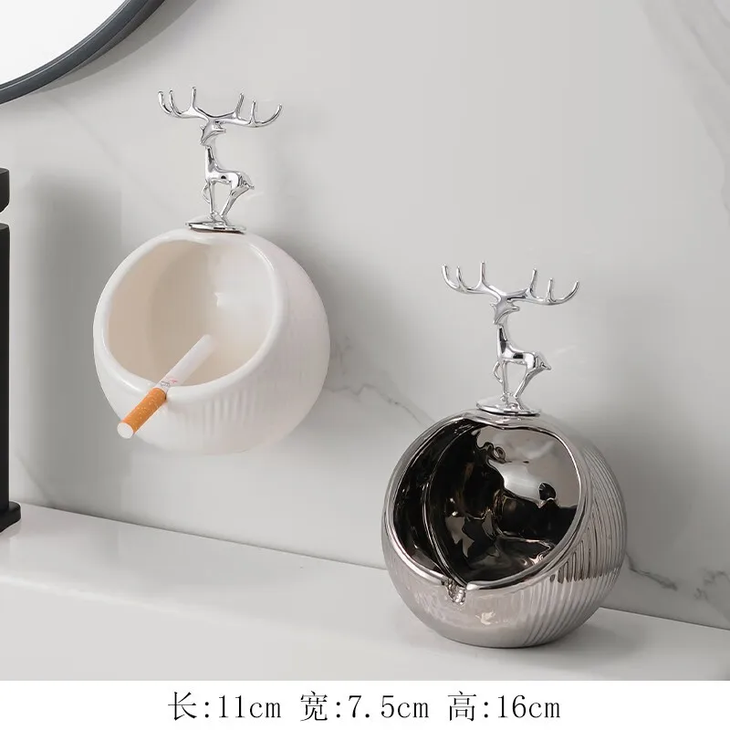 Punch free wall mounted ashtray, light luxury household toilet, fashionable decoration, living room, anti fly ash ashtray