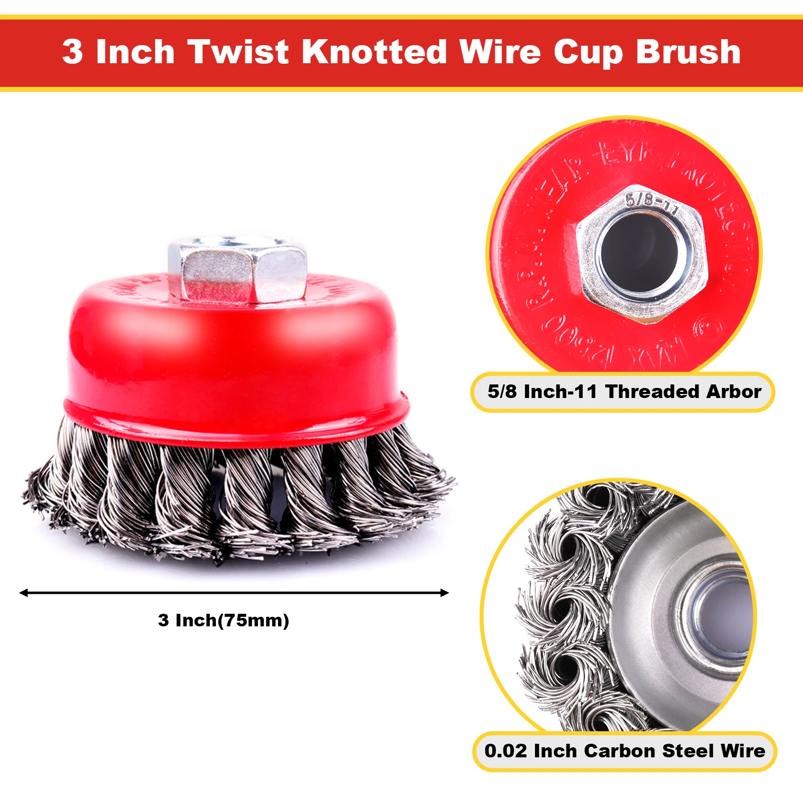 1pc Twisted Steel Wire Wheel Brush Strong Paint Remove Rotary Twist Knot Deburring 3inch/4inch/5inch For Metal Angle Grinder