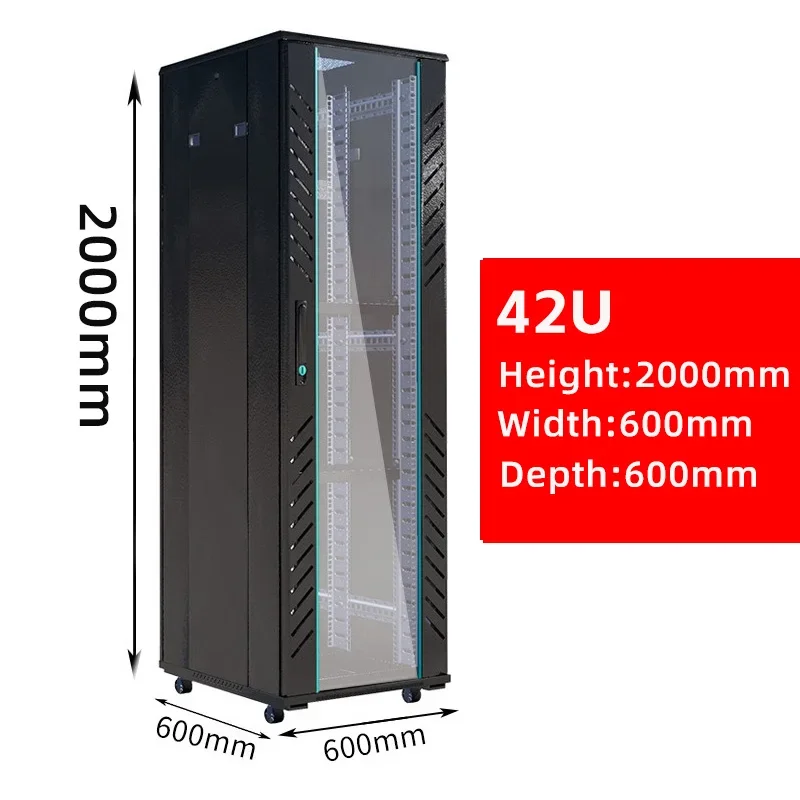 Data Cabinet Floor-standing Server Rack 19inch Network Rack Cabinet Carton Stock Tempered Glass Door/mesh Door 42U 600*600*2000