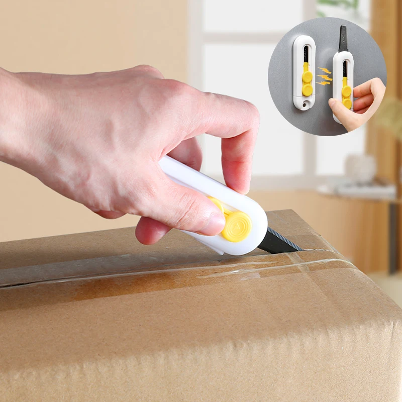 Box Cutter Mini Magnetic Box Cutter Unbox Tool Safety Lock For Opening Packages Cartons Box Opener Razor Perfect For Home Office