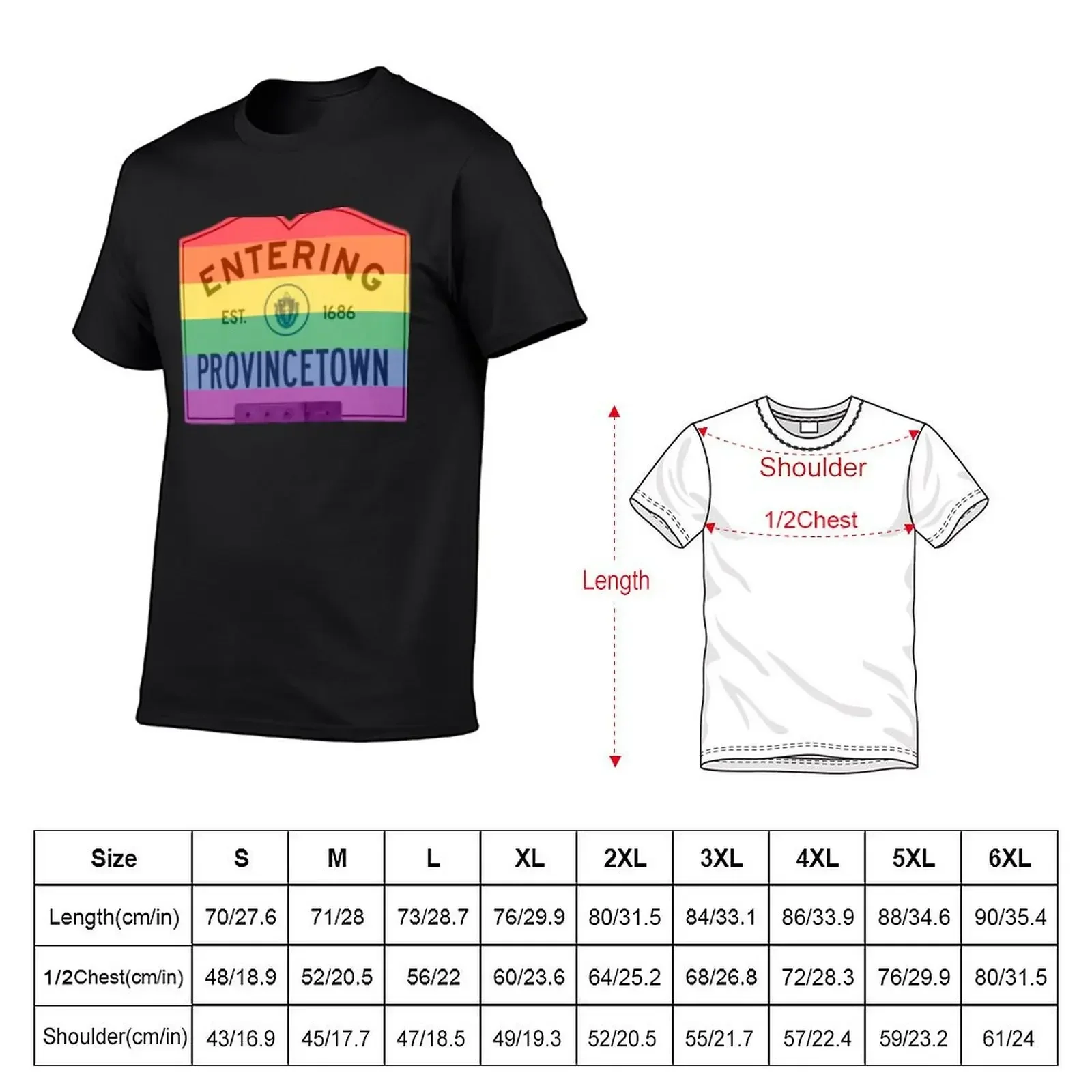 Entering Provincetown Rainbow Road Sign T-Shirt rapper graphic tees vintage oversized t shirt outfits for men